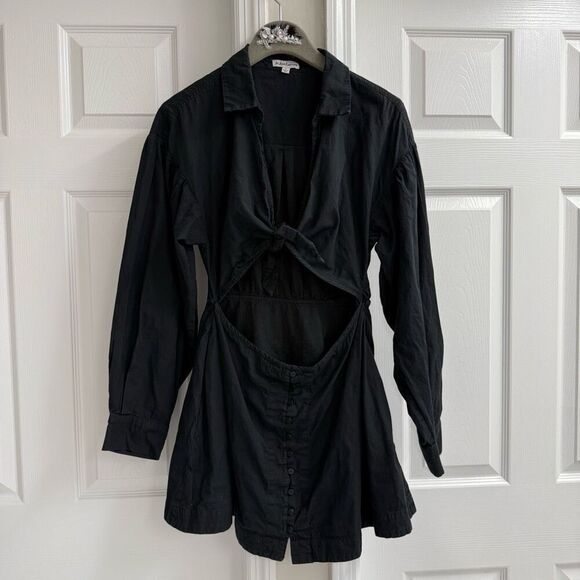 For Love & Lemons Jocelyn Mini Dress Black Cut Out Hourglass Long Sleeve 💛 - Picture 3 of 9